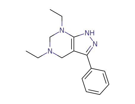 Molecular Structure of 119541-20-7 (5,7-Diethyl-3-phenyl-4,5,6,7-tetrahydro-1H-pyrazolo[3,4-d]pyrimidine)