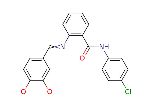 Molecular Structure of 143424-21-9 (Benzamide,
N-(4-chlorophenyl)-2-[[(3,4-dimethoxyphenyl)methylene]amino]-)