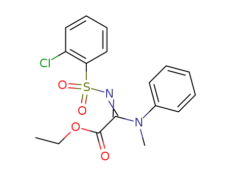 Molecular Structure of 129049-25-8 ([(Z)-2-Chloro-benzenesulfonylimino]-(methyl-phenyl-amino)-acetic acid ethyl ester)