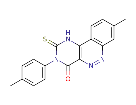 Molecular Structure of 143232-57-9 (Pyrimido[5,4-c]cinnolin-4(1H)-one,
2,3-dihydro-8-methyl-3-(4-methylphenyl)-2-thioxo-)