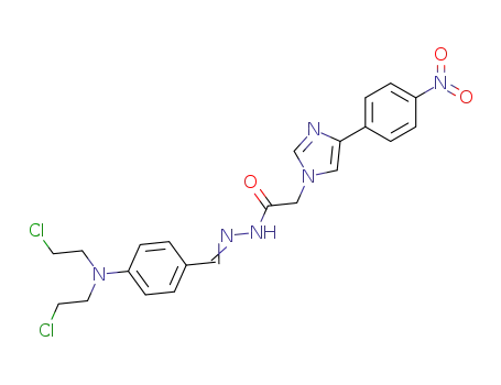 Molecular Structure of 93637-61-7 (1H-Imidazole-1-aceticacid, 4-(4-nitrophenyl)-,2-[[4-[bis(2-chloroethyl)amino]phenyl]methylene]hydrazide)