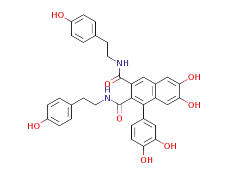 Molecular Structure of 130508-46-2 (N,N'-Bis[2-(4-hydroxyphenyl)ethyl]-6,7-dihydroxy-1-(3,4-dihydroxyphenyl)naphthalene-2,3-dicarboxamide)