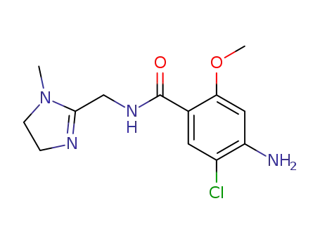 Molecular Structure of 107429-75-4 (N-[(1-methyl 2-imidazolin-2-yl)methyl] 2-methoxy 4-amino 5-chlorobenzamide)