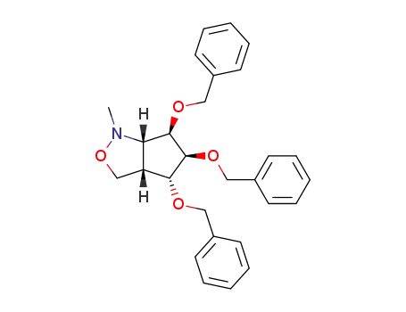Molecular Structure of 73174-60-4 ((3a<i>S</i>)-4<i>t</i>,5<i>c</i>,6<i>c</i>-tris-benzyloxy-1-methyl-(3a<i>r</i>,6a<i>c</i>)-hexahydro-cyclopenta[<i>c</i>]isoxazole)