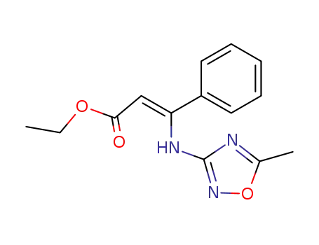 Molecular Structure of 106124-29-2 (2-Propenoic acid, 3-[(5-methyl-1,2,4-oxadiazol-3-yl)amino]-3-phenyl-,
ethyl ester, (Z)-)