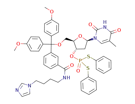 Dithiophosphoric acid O-[(2R,3S,5R)-2-[[3-(4-imidazol-1-yl-butylcarbamoyl)-phenyl]-bis-(4-methoxy-phenyl)-methoxymethyl]-5-(5-methyl-2,4-dioxo-3,4-dihydro-2H-pyrimidin-1-yl)-tetrahydro-furan-3-yl] ester S,S'-diphenyl ester