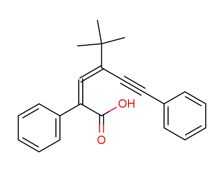 Molecular Structure of 61571-67-3 (Benzeneacetic acid,
a-[2-(1,1-dimethylethyl)-4-phenyl-1-buten-3-ynylidene]-)