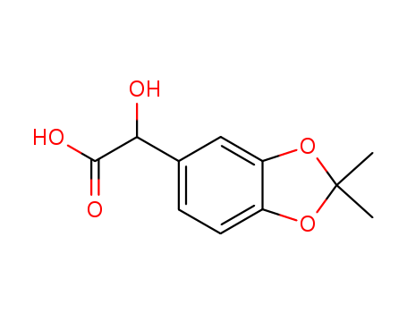 Molecular Structure of 120633-34-3 (1,3-Benzodioxole-5-acetic acid, a-hydroxy-2,2-dimethyl-)