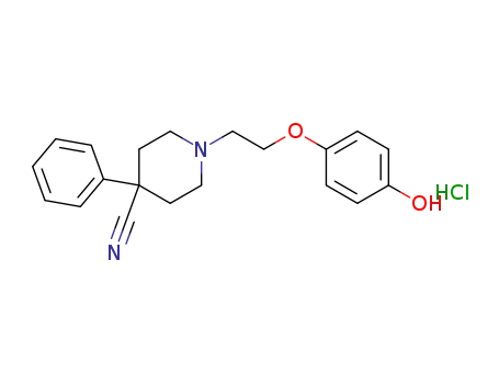 Molecular Structure of 193355-91-8 (4-Piperidinecarbonitrile, 1-[2-(4-hydroxyphenoxy)ethyl]-4-phenyl-,
monohydrochloride)