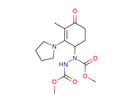 Molecular Structure of 89717-43-1 (1,2-Hydrazinedicarboxylic acid,
1-[3-methyl-4-oxo-2-(1-pyrrolidinyl)-2-cyclohexen-1-yl]-, dimethyl ester)