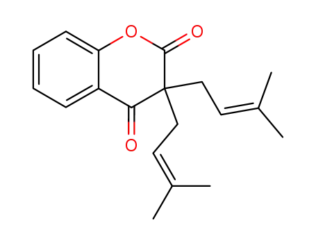 Molecular Structure of 31581-56-3 (2H-1-Benzopyran-2,4(3H)-dione, 3,3-bis(3-methyl-2-butenyl)-)