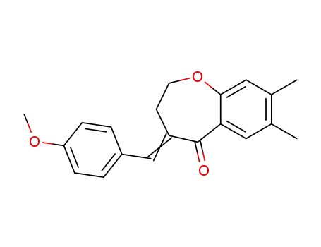 Molecular Structure of 124392-66-1 (4-[1-(4-Methoxy-phenyl)-meth-(E)-ylidene]-7,8-dimethyl-3,4-dihydro-2H-benzo[b]oxepin-5-one)