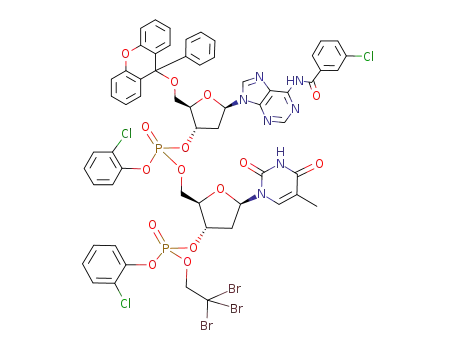 Molecular Structure of 79535-65-2 (C<sub>60</sub>H<sub>49</sub>Br<sub>3</sub>Cl<sub>3</sub>N<sub>7</sub>O<sub>15</sub>P<sub>2</sub>)
