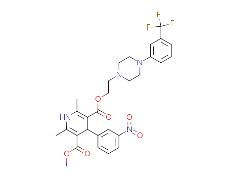 3,5-Pyridinedicarboxylic acid,
1,4-dihydro-2,6-dimethyl-4-(3-nitrophenyl)-, methyl
2-[4-[3-(trifluoromethyl)phenyl]-1-piperazinyl]ethyl ester