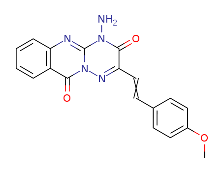 Molecular Structure of 89988-43-2 (3H-[1,2,4]Triazino[3,2-b]quinazoline-3,10(4H)-dione,
4-amino-2-[2-(4-methoxyphenyl)ethenyl]-)