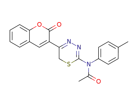 Molecular Structure of 129545-50-2 (N-[5-(2-Oxo-2H-chromen-3-yl)-6H-[1,3,4]thiadiazin-2-yl]-N-p-tolyl-acetamide)