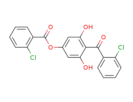 Molecular Structure of 100334-98-3 (2-Chloro-benzoic acid 4-(2-chloro-benzoyl)-3,5-dihydroxy-phenyl ester)