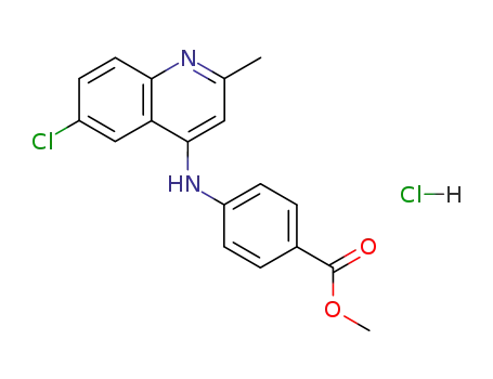 Molecular Structure of 79340-77-5 (4-(6-Chloro-2-methyl-quinolin-4-ylamino)-benzoic acid methyl ester; hydrochloride)