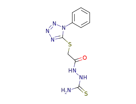 Molecular Structure of 138841-26-6 (Acetic acid, [(1-phenyl-1H-tetrazol-5-yl)thio]-,
2-(aminothioxomethyl)hydrazide)
