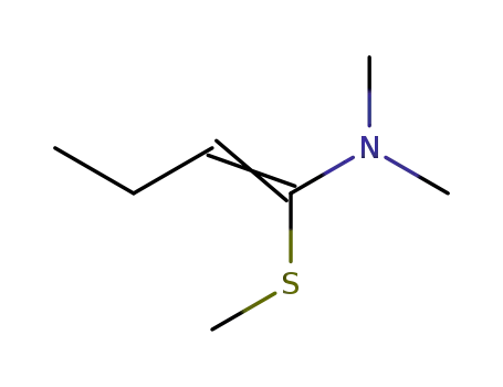 Molecular Structure of 25355-49-1 (1-Buten-1-amine, N,N-dimethyl-1-(methylthio)-)
