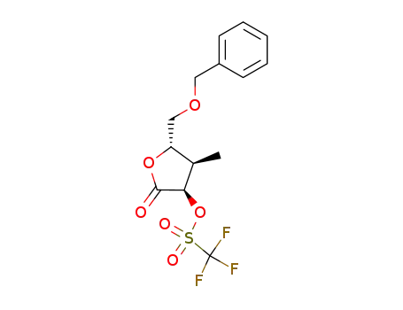 Molecular Structure of 132454-69-4 (Trifluoro-methanesulfonic acid (3R,4R,5S)-5-benzyloxymethyl-4-methyl-2-oxo-tetrahydro-furan-3-yl ester)