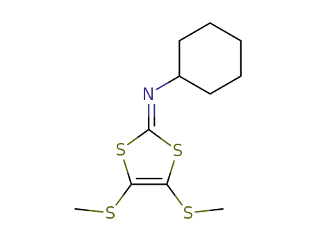 Molecular Structure of 83740-99-2 (2-(Cyclohexylimino)-4,5-bis(methylthio)-1,3-dithiol)