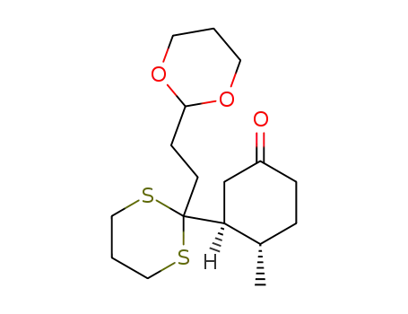 Molecular Structure of 76159-95-0 ((3S,4S)-3-[2-(2-[1,3]Dioxan-2-yl-ethyl)-[1,3]dithian-2-yl]-4-methyl-cyclohexanone)