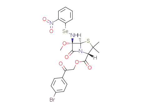 Molecular Structure of 71805-36-2 (6α-methoxy-6β-[(2-nitro-phenylselanyl)-amino]-penicillanic acid 2-(4-bromo-phenyl)-2-oxo-ethyl ester)