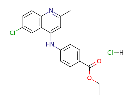 Molecular Structure of 79340-79-7 (4-(6-Chloro-2-methyl-quinolin-4-ylamino)-benzoic acid ethyl ester; hydrochloride)