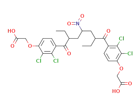 Molecular Structure of 138470-17-4 (Acetic acid,
2,2'-[(2,6-diethyl-4-nitro-1,7-dioxo-1,7-heptanediyl)bis[(2,3-dichloro-4,1-
phenylene)oxy]]bis-)