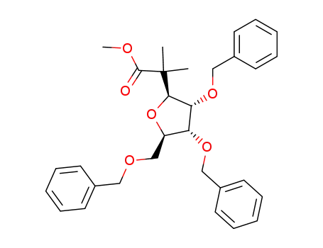 Molecular Structure of 88222-69-9 (2-Methyl-2-(2,3,5-tri-O-benzyl-β-D-ribofuranosyl)propionsaeure-methylester)
