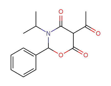 Molecular Structure of 112378-40-2 (5-Acetyl-3-isopropyl-2-phenyl-[1,3]oxazinane-4,6-dione)