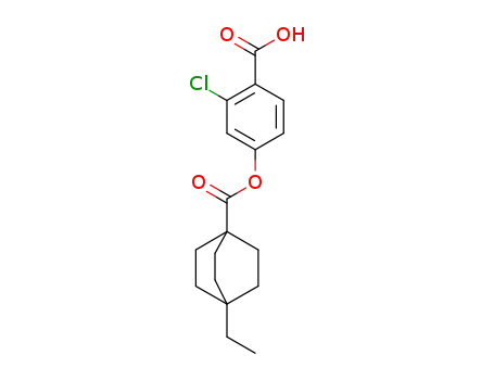 Molecular Structure of 82928-36-7 (4-Ethyl-bicyclo[2.2.2]octane-1-carboxylic acid 4-carboxy-3-chloro-phenyl ester)