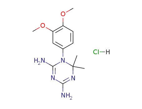 Molecular Structure of 37550-96-2 (1,3,5-Triazine-2,4-diamine,
1-(3,4-dimethoxyphenyl)-1,6-dihydro-6,6-dimethyl-, monohydrochloride)