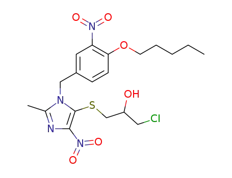 Molecular Structure of 115906-50-8 (1-chloro-3-({2-methyl-4-nitro-1-[3-nitro-4-(pentyloxy)benzyl]-1H-imidazol-5-yl}sulfanyl)propan-2-ol)