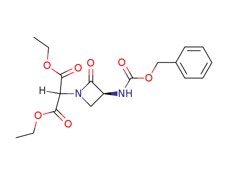 Molecular Structure of 88144-03-0 (Propanedioic acid,
[2-oxo-3-[[(phenylmethoxy)carbonyl]amino]-1-azetidinyl]-, diethyl ester,
(S)-)