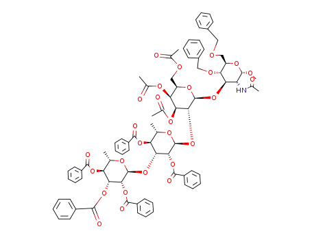 Methyl O-(2,3,4-tri-O-benzoyl-α-L-rhamnopyranosyl)-(1->3)-O-(2,4-di-O-benzoyl-α-L-rhamnopyranosyl)-(1->2)-O-(3,4,6-tri-O-acetyl-β-D-galactopyranosyl)-(1->3)-2-acetamido-4,6-di-O-benzyl-2-deoxy-α-D-glucopyranoside