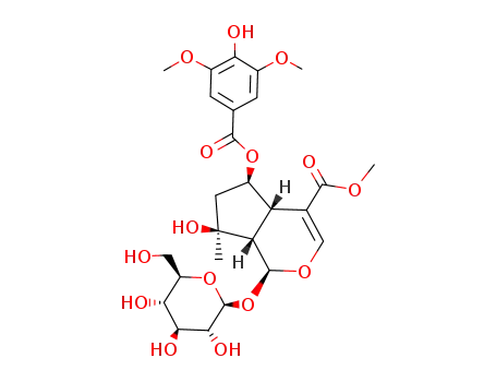 (1S,4aS,5R,7S,7aS)-7-Hydroxy-5-(4-hydroxy-3,5-dimethoxy-benzoyloxy)-7-methyl-1-((2S,3R,4S,5S,6R)-3,4,5-trihydroxy-6-hydroxymethyl-tetrahydro-pyran-2-yloxy)-1,4a,5,6,7,7a-hexahydro-cyclopenta[c]pyran-4-carboxylic acid methyl ester