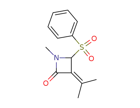 Molecular Structure of 94492-93-0 (2-Azetidinone, 1-methyl-3-(1-methylethylidene)-4-(phenylsulfonyl)-)
