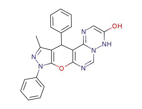 9,12-dihydro-3-hydroxy-11-methyl-9,12-diphenyl-2H-pyrazolo<4'',3'':5',6'>pyrano<2',3':4,5>pyrimido<1,6-b><1,2,4>triazine