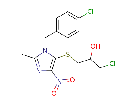 Molecular Structure of 115906-48-4 (1-chloro-3-{[1-(4-chlorobenzyl)-2-methyl-4-nitro-1H-imidazol-5-yl]sulfanyl}propan-2-ol)