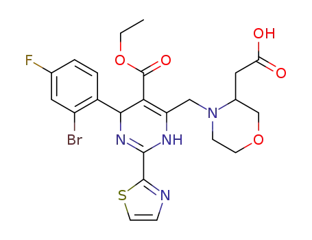 2-(4-((6-(2-bromo-4-fluorophenyl)-5-(ethoxycarbonyl)-2-(thiazol-2-yl)-3,6-dihydropyrimidin-4-yl)methyl)morpholin-3-yl)acetic acid