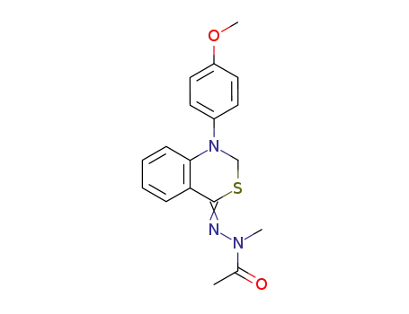 Molecular Structure of 90070-54-5 (Acetic acid,
[1,2-dihydro-1-(4-methoxyphenyl)-4H-3,1-benzothiazin-4-ylidene]methyl
hydrazide)