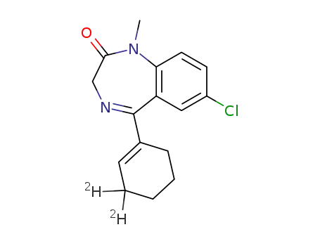 Molecular Structure of 142780-69-6 (7-chloro-5-(3,3-<(2)H>cyclohex-1-en-1-yl)-1,3-dihydro-1-methyl-2H-1,4-benzodiazepin-2-one)