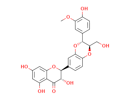 4H-1-Benzopyran-4-one,2-[(2R,3R)-2,3-dihydro-3-(4-hydroxy-3-methoxyphenyl)-2-(hydroxymethyl)-1,4-benzodioxin-6-yl]-2,3-dihydro-3,5,7-trihydroxy-,(2R,3R)-rel-                                           (36804-17-8)