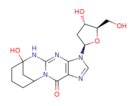 Molecular Structure of 111291-83-9 (3-(2-deoxy-β-D-erythro-pentofuranosyl)-5,6,7,8,9,10-hexahydro-6-hydroxy-6,10-methano<1,3>diazocino<1,2-a>purin-12(3H)-one)