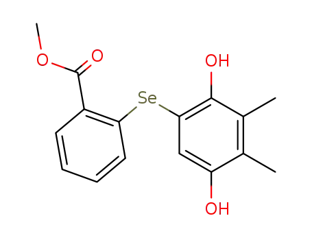 Benzoic acid, 2-[(2,5-dihydroxy-3,4-dimethylphenyl)seleno]-, methyl
ester