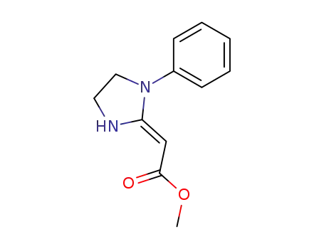 Molecular Structure of 42712-76-5 (Acetic acid, (1-phenyl-2-imidazolidinylidene)-, methyl ester)
