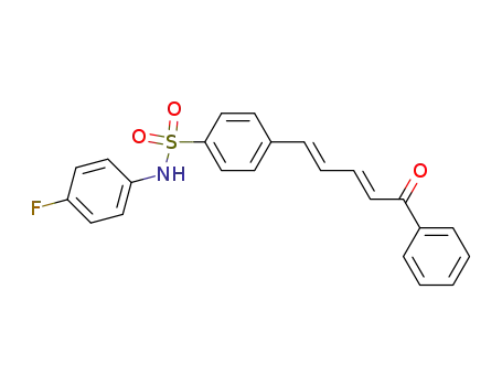 Molecular Structure of 139435-78-2 (Benzenesulfonamide,
N-(4-fluorophenyl)-4-(5-oxo-5-phenyl-1,3-pentadienyl)-, (E,E)-)