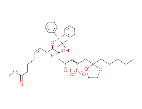 (5Z,12Z)-(8R,9S,11R)-8-(tert-Butyl-diphenyl-silanyloxy)-9,11-dihydroxy-13-nitro-14-(2-pentyl-[1,3]dioxolan-2-yl)-tetradeca-5,12-dienoic acid methyl ester